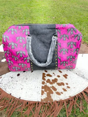 Extra Large Firebird Trail Tooled Faux Leather Duffle Bag