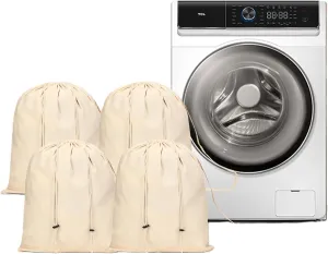 Extra Large Natural Cotton Laundry Bag 28 x 36 (71 CM X 91 CM) Pack of Four Natural