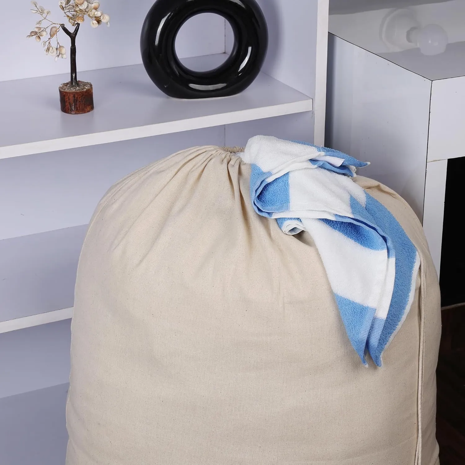Extra Large Natural Cotton Laundry Bag 28 x 36 (71CMX91 CM) Pack of 2 Natural