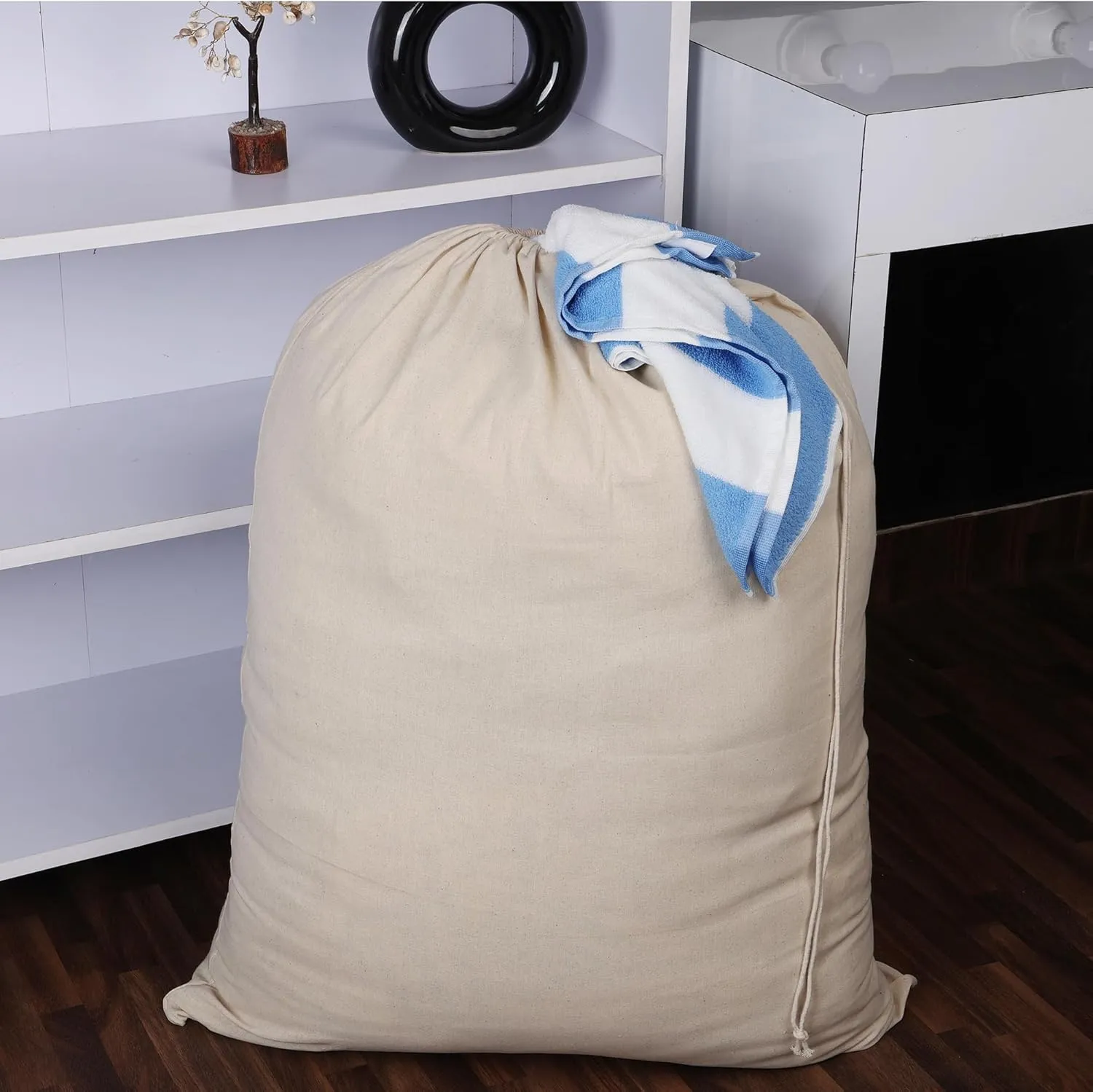 Extra Large Natural Cotton Laundry Bag 28 x 36 (71CMX91 CM) Pack of 2 Natural