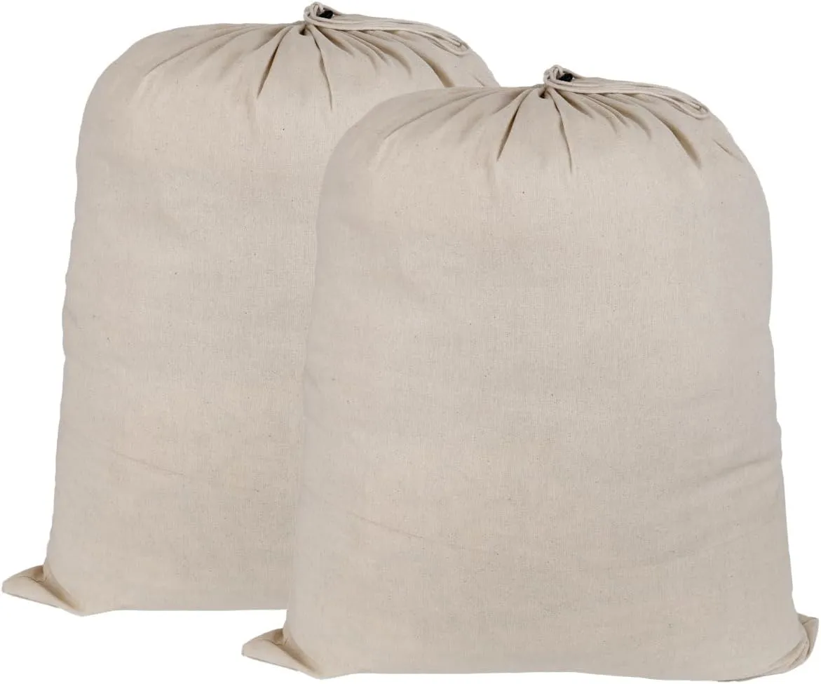 Extra Large Natural Cotton Laundry Bag 28 x 36 (71CMX91 CM) Pack of 2 Natural