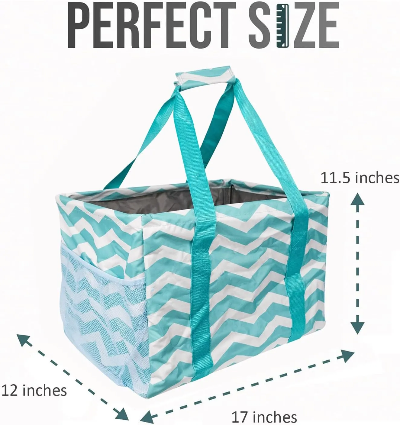 Extra Large Utility Tote Bag - Collapsible Tote with Wire Frame for Beach, Groceries, Travel - Includes 5x7 Bag