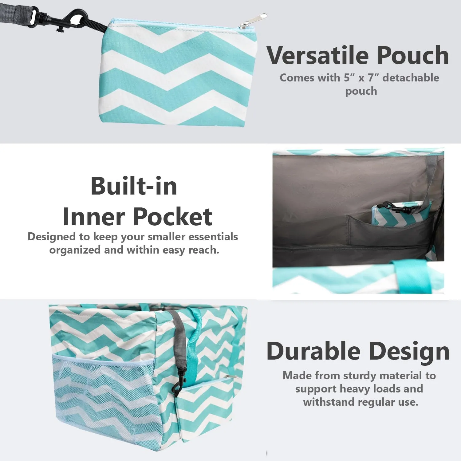 Extra Large Utility Tote Bag - Collapsible Tote with Wire Frame for Beach, Groceries, Travel - Includes 5x7 Bag