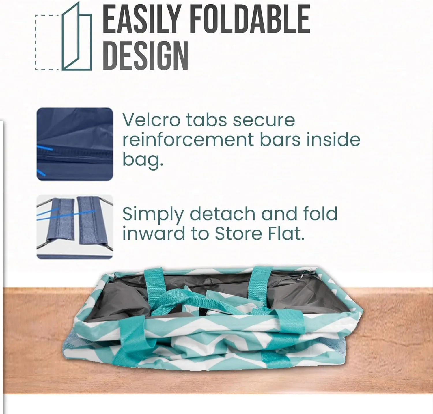 Extra Large Utility Tote Bag - Collapsible Tote with Wire Frame for Beach, Groceries, Travel - Includes 5x7 Bag