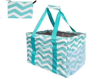 Extra Large Utility Tote Bag - Collapsible Tote with Wire Frame for Beach, Groceries, Travel - Includes 5x7 Bag
