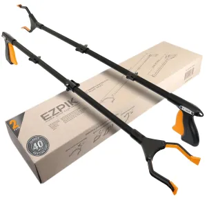 EZPIK Classic 40" Flexible Folding Grabber Tool for Elderly   Magnets, Reacher for Disabled & Seniors Heavy Duty Rotating Grippers for Reaching Underneath, Trash Grabbers & Pickers for Mobility 2-Pack