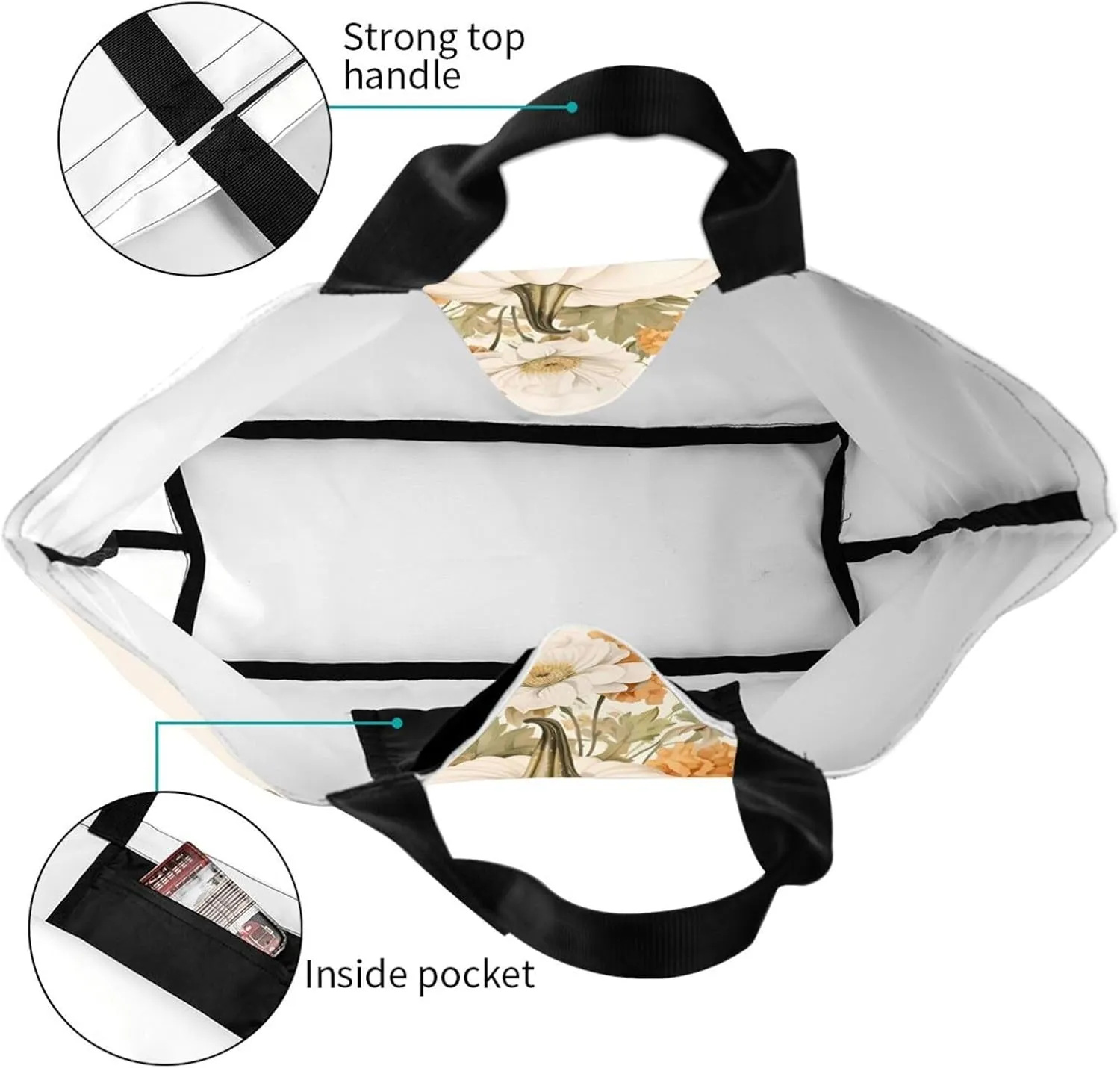 Fall Large Tote Bag Maple Leaf Pumpkin Thanksgiving Day Reusable Shoulder Tote Travel Bags