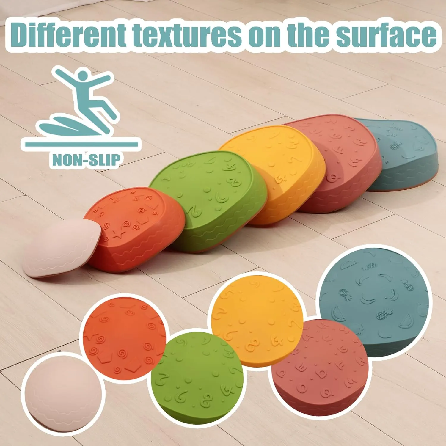 Fanboxk Non-Slip Stepping Stones for Kids,Up to 220 Ibs for Promoting Toddler's Balance Coordination Skills,Obstacle Courses Sensory Toys Outdoor or Indoor Play for Kids Age 3-8