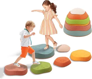 Fanboxk Non-Slip Stepping Stones for Kids,Up to 220 Ibs for Promoting Toddler's Balance Coordination Skills,Obstacle Courses Sensory Toys Outdoor or Indoor Play for Kids Age 3-8