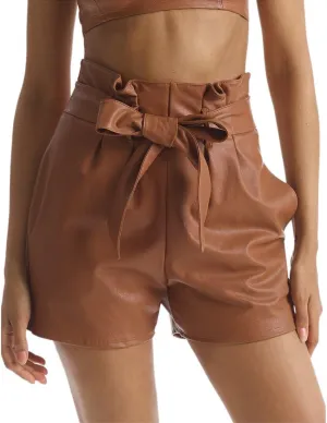 Faux Leather Paperbag Short