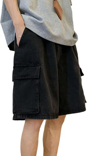 FCOOLYEET Baggy Jean Shorts Men Y2k Cargo Jorts Jeans Grunge Denim Bermuda Shorts for Women