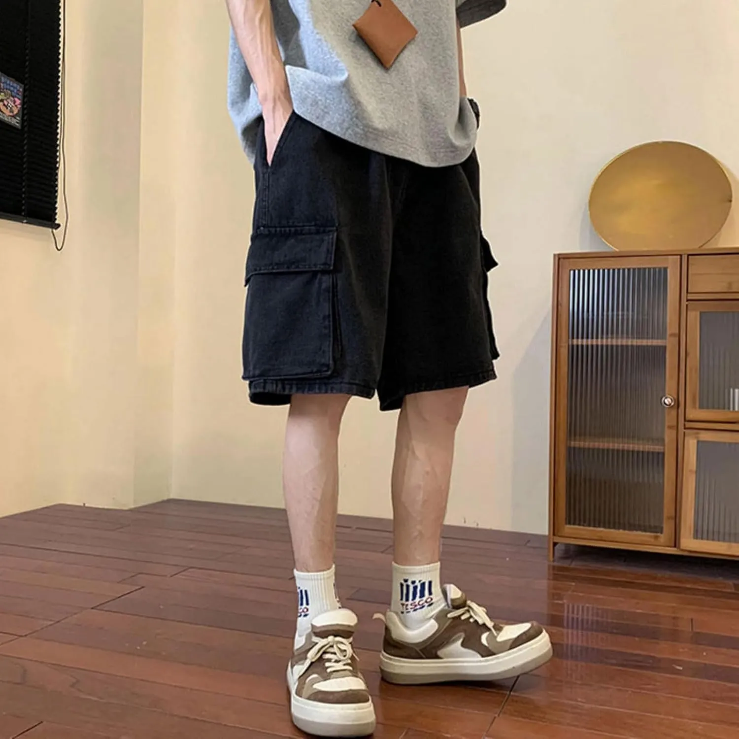 FCOOLYEET Baggy Jean Shorts Men Y2k Cargo Jorts Jeans Grunge Denim Bermuda Shorts for Women