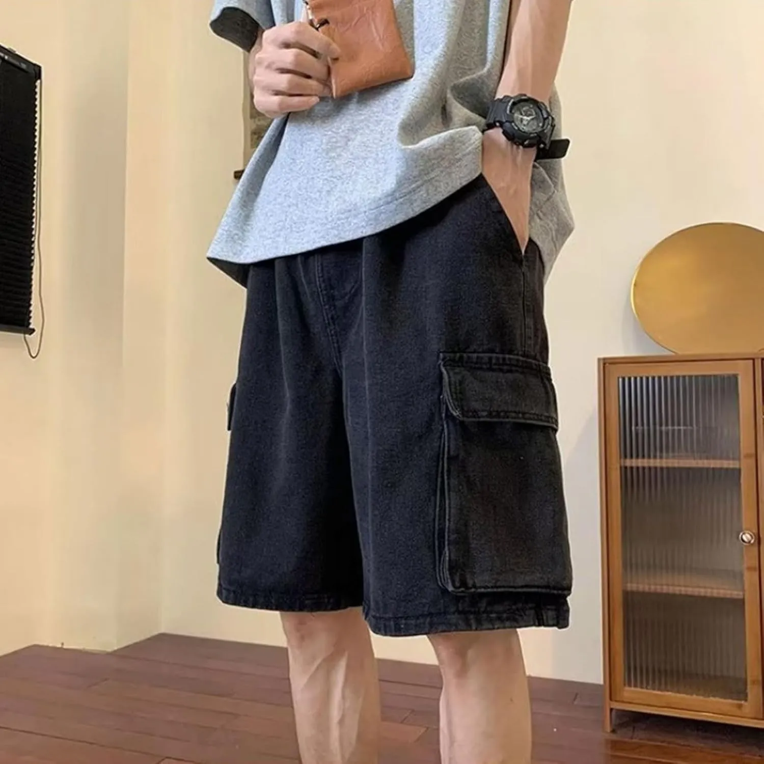 FCOOLYEET Baggy Jean Shorts Men Y2k Cargo Jorts Jeans Grunge Denim Bermuda Shorts for Women