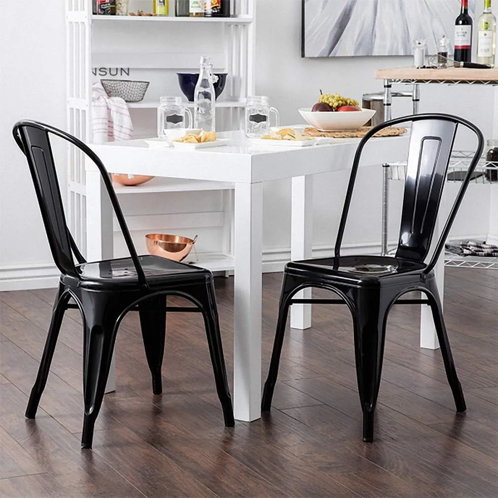 FDW Metal Dining Chairs Set of 2 Patio Chair Indoor Outdoor Chairs Kitchen Metal Chairs Restaurant Chair 18 Inch Seat Height Metal Stackable Chair 330LBS Weight Capacity Tolix Side Bar Chairs
