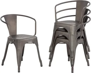 FDW Metal Dining Chairs Set of 4 Patio Chiar Indoor Outdoor Kitchen Chairs 18 Inch Seat Height Restaurant Chair 330LBS Weight Capacity Tolix Side Metal Stackable Bar Chairs