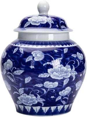 FEELIN Tea Caddy Hand-painted Loose Tea Storage Container Jar Household Retro Ceramic Blue and White Porcelain General Jar Sealed Jar for Kitchen Storage Tea Coffee Sugar (Color : Medium)