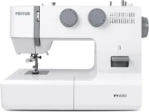 FEIYUE FYe310 Full Size Sewing Machine with Foot Pedal, Heavy Duty & Portable, Powerful Servo Motor, 25 Built-in Stitches, 6 Bobbins & 5 Included Sewing Feet (White)