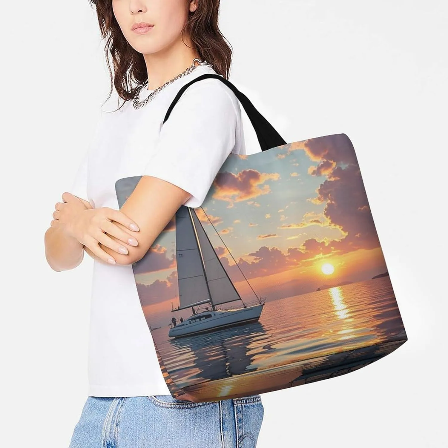Fire And Ice Dragons Tote Bag for Women Reusable Grocery Shoulder Bags Shopping Bag for Travel, Groceries