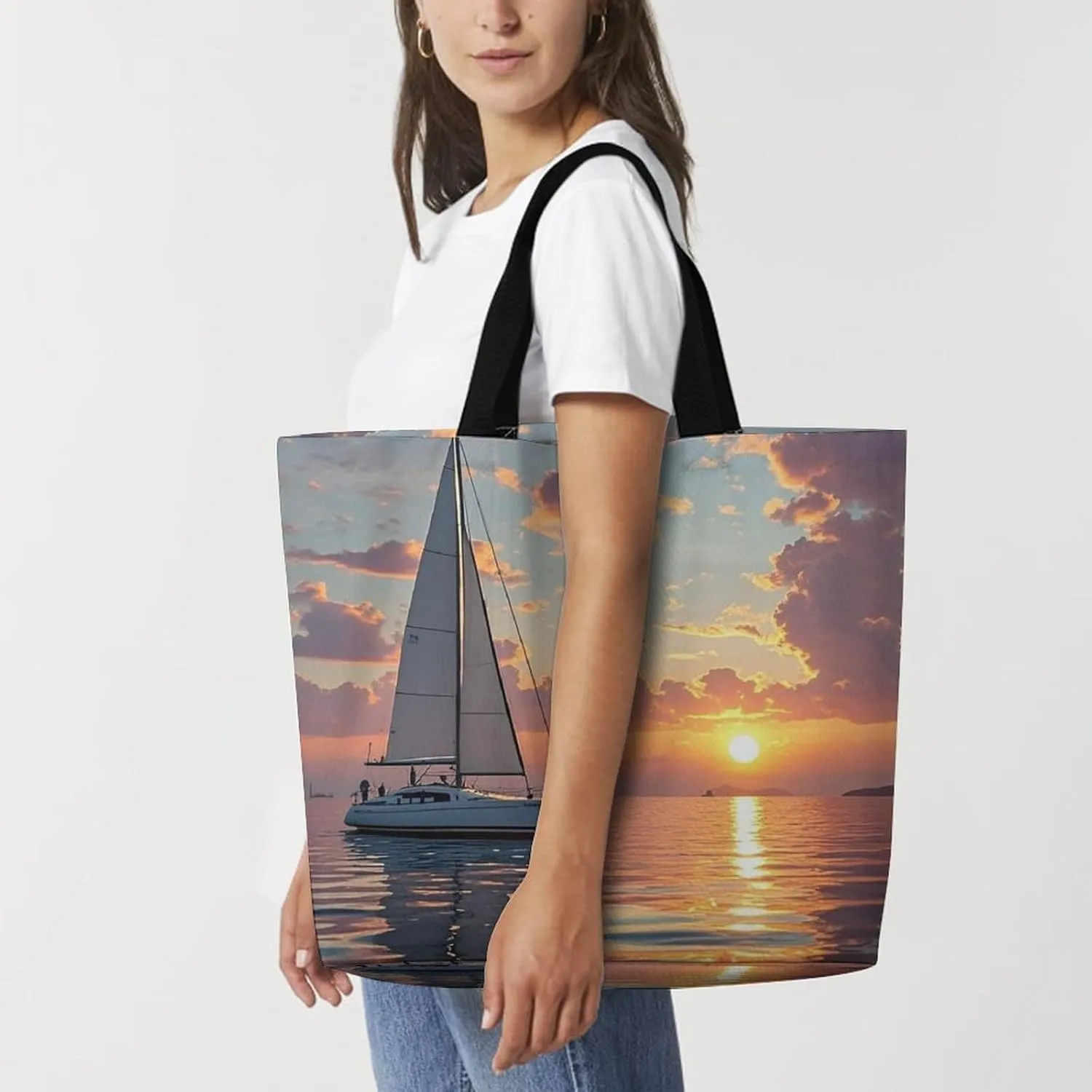 Fire And Ice Dragons Tote Bag for Women Reusable Grocery Shoulder Bags Shopping Bag for Travel, Groceries