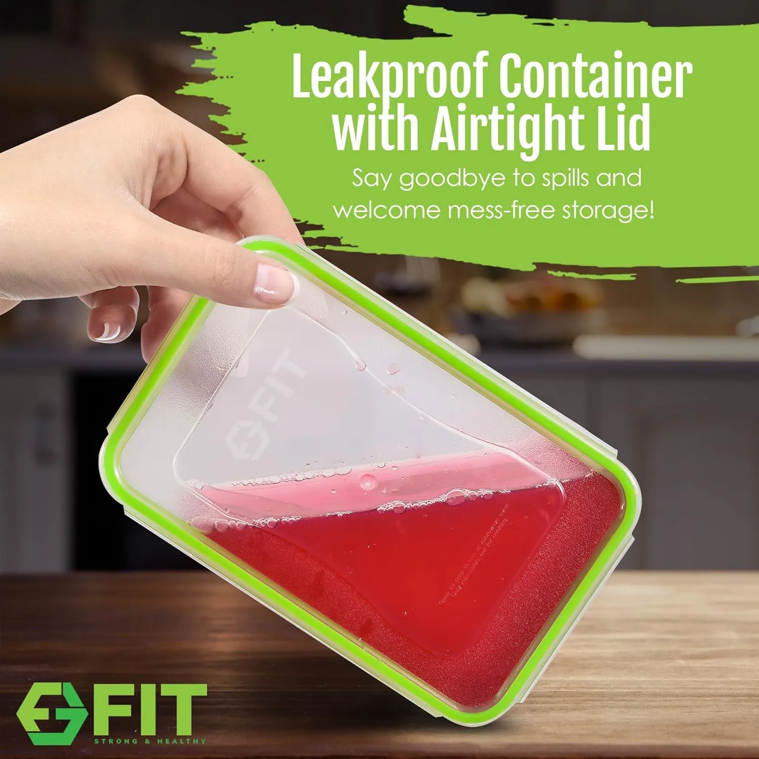 FIT Strong & Healthy Bento Lunch Box & Meal Prep Containers, Food & Snack Storage for Adults & Kids, Microwave, Freezer, & Dishwasher Safe, Reusable, Airtight Lid, Removable Compartments, 39oz, 6 Pack