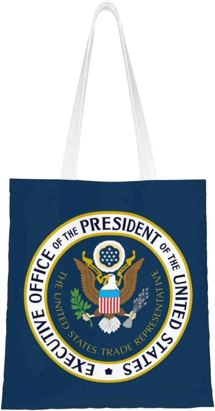 Flag of the United States Trade Representative Tote Bag for Women Canvas Tote Bags Reusable Shopping Bags Use For Shopping The Tote Bag,Grocery Bags,DIY Gift Bags