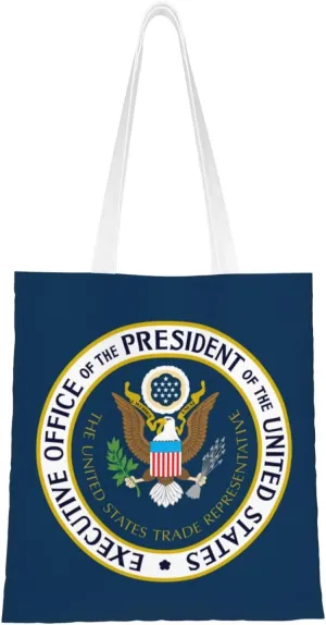 Flag of the United States Trade Representative Tote Bag for Women Canvas Tote Bags Reusable Shopping Bags Use For Shopping The Tote Bag,Grocery Bags,DIY Gift Bags