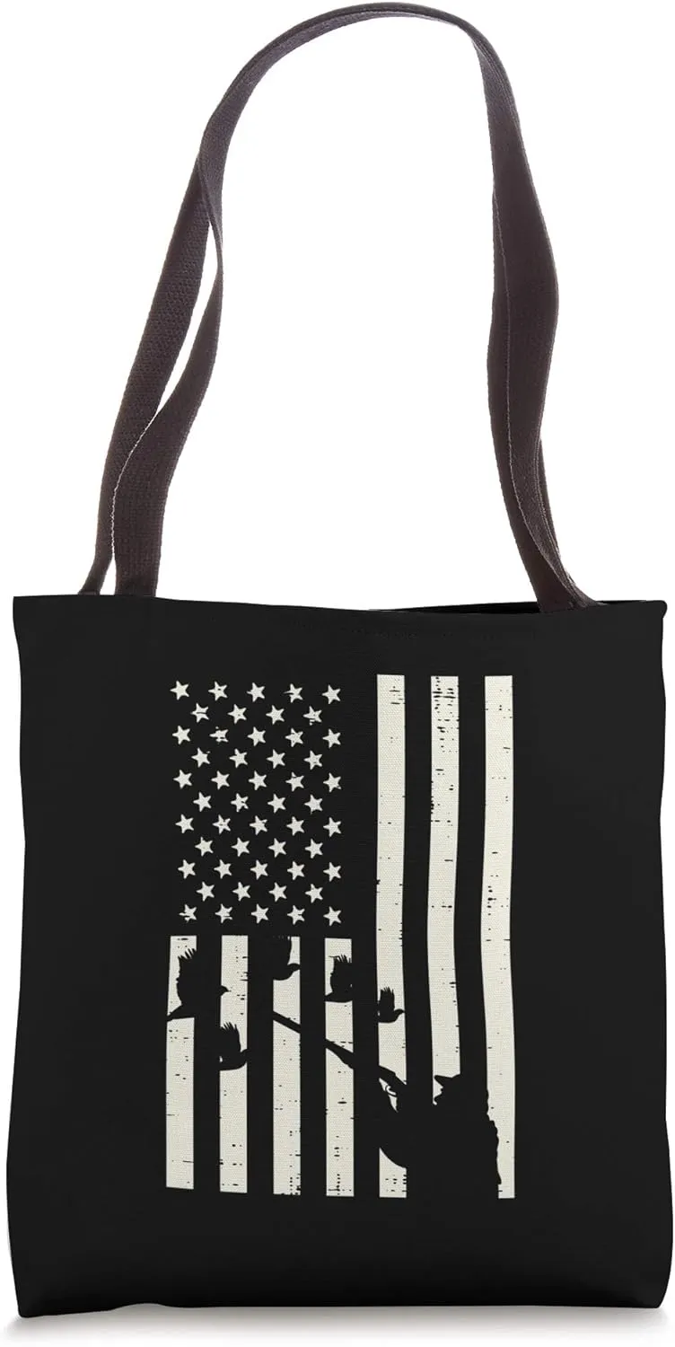 Flag Quail Pheasant Hunting Vintage Upland Hunt Patriotic Tote Bag