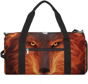 Flaming Wolf Travel Duffle Bag Large Capacity Gym Bag Weekender Overnight Bags Carry on Tote Bag