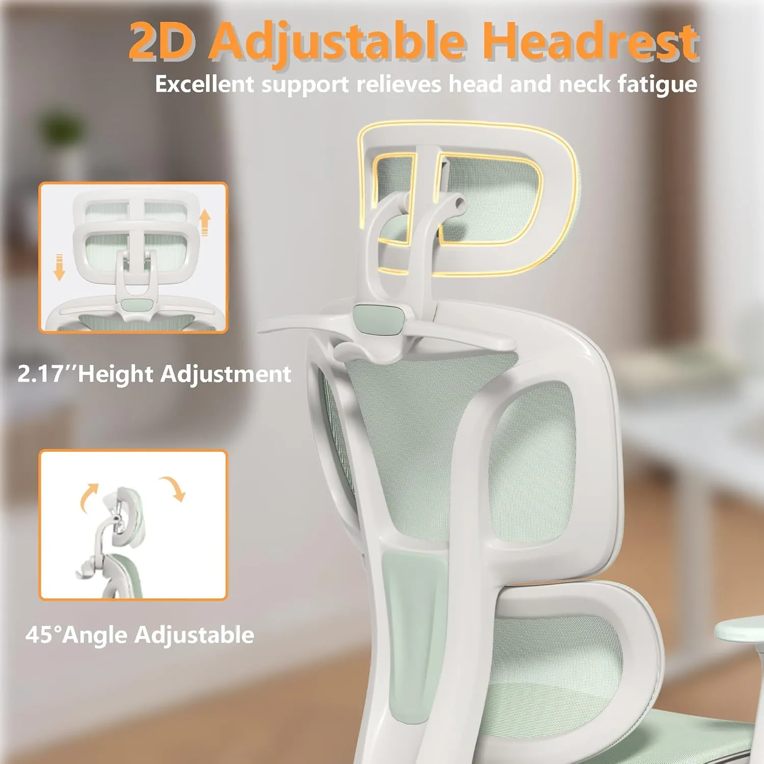 FLEXISPOT Big and Tall Mesh Office Chair, Computer Desk Chair Adjustable Swivel with Footrest Lumbar Support Headrest and 360°Rotation for Home Office, Green Mesh