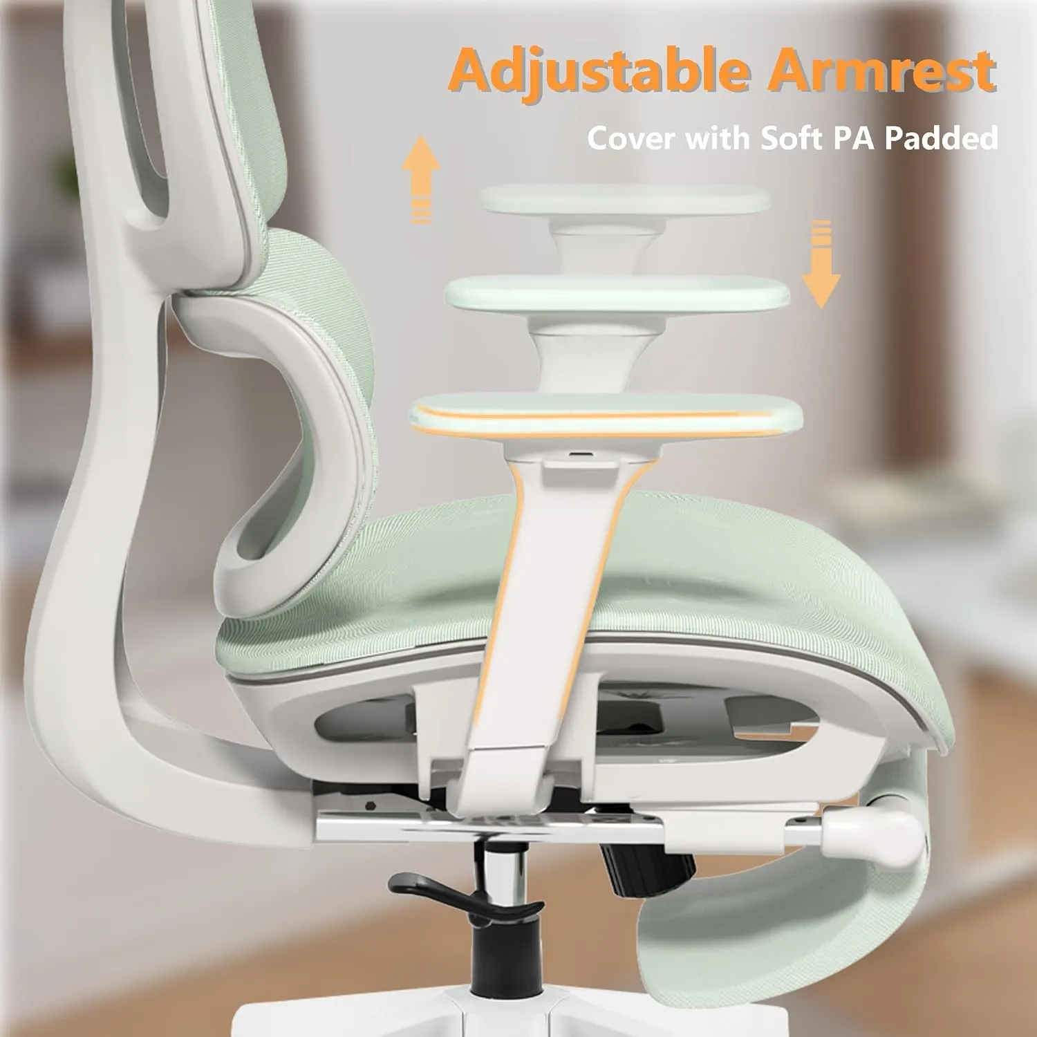 FLEXISPOT Big and Tall Mesh Office Chair, Computer Desk Chair Adjustable Swivel with Footrest Lumbar Support Headrest and 360°Rotation for Home Office, Green Mesh