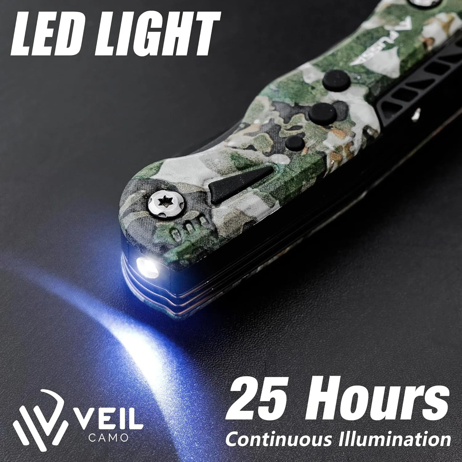 FLISSA 13-in-1 Multi Tool Wrench, Gift for Father, Stainless Steel Camo Multitool Adjustable Wrench with LED Light, EDC Pocket Knife with Sheath, Multipurpose Multi Use Tool