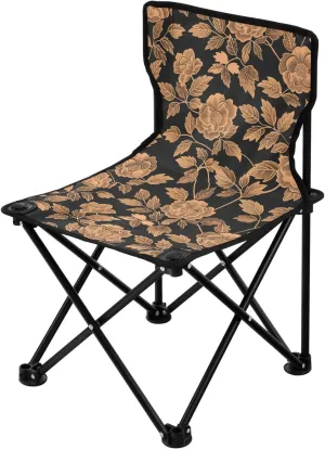 Floral Rose Gold Black Collapsible Camping Chairs for Adults Ultralight Ultralight Chair Carry Bag Included