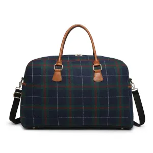 Florence Duffle Bag Weekender Plaid Navy