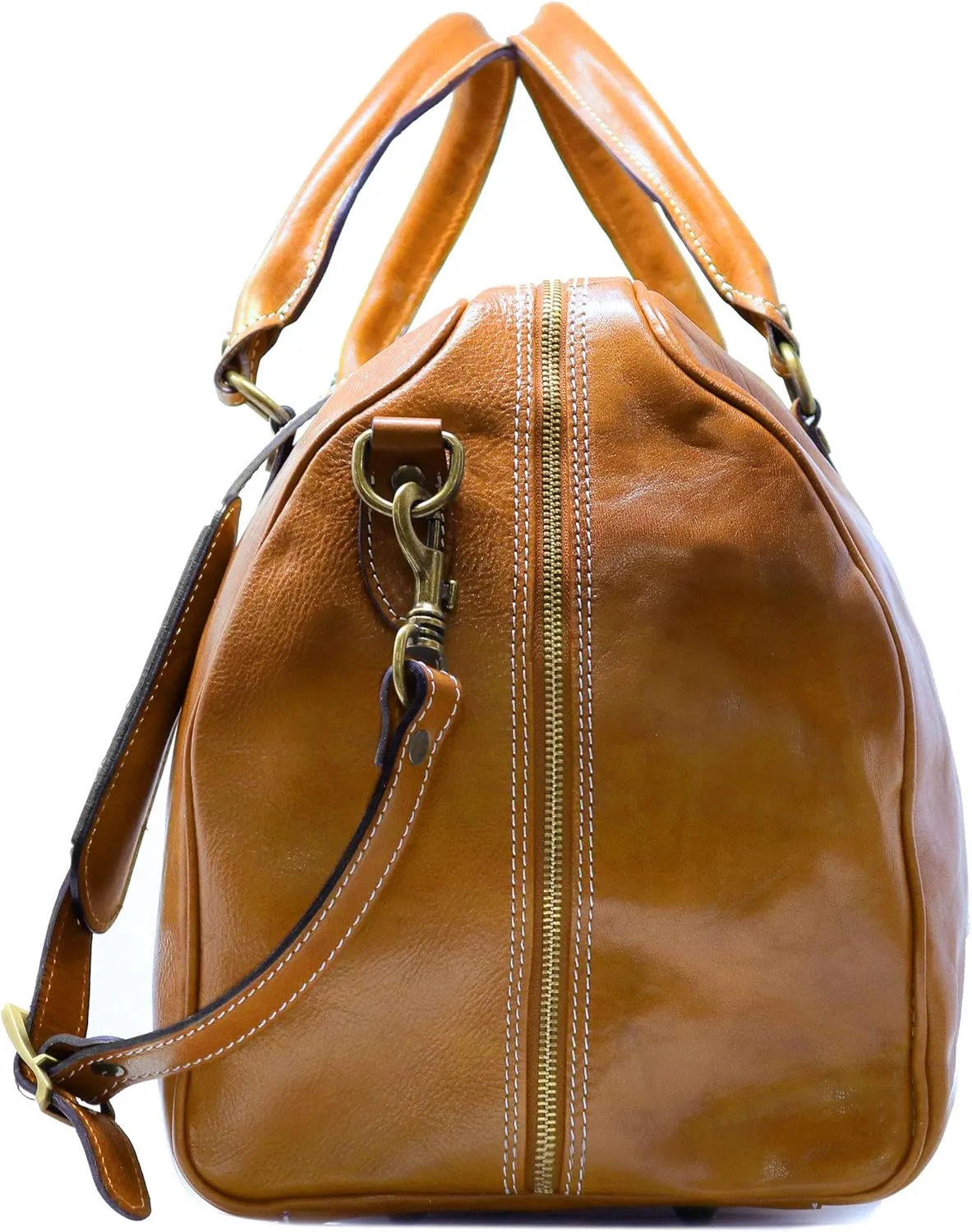 Floto Venezia Duffle Olive (Honey) Brown Italian Leather Weekender Travel Bag