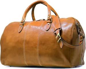 Floto Venezia Duffle Olive (Honey) Brown Italian Leather Weekender Travel Bag