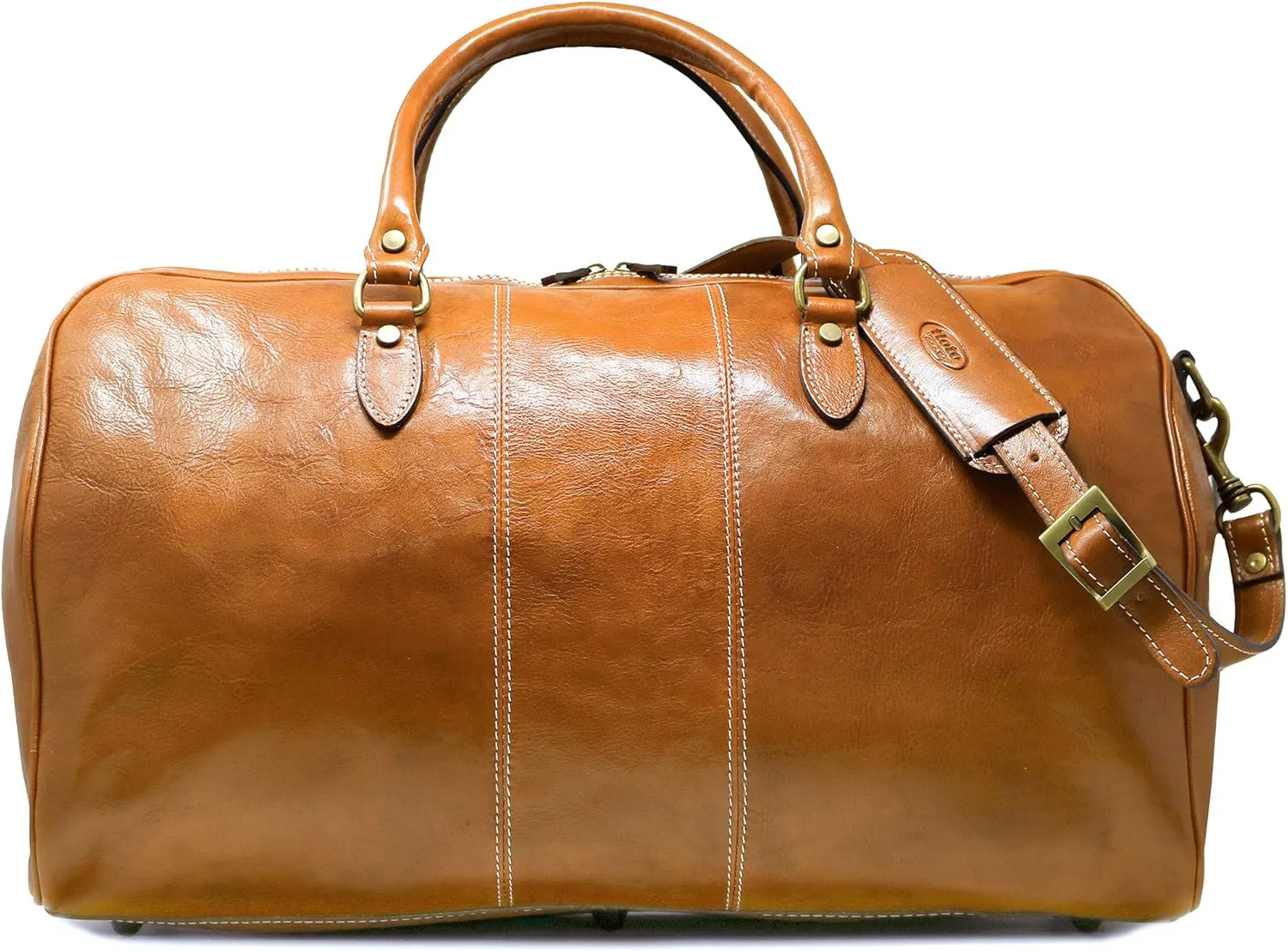 Floto Venezia Duffle Olive (Honey) Brown Italian Leather Weekender Travel Bag