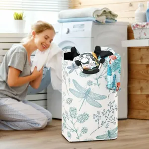 Flower Herb Dragonfly Large Laundry Baskets Washing Hamper Bag Fern Botanical Dirty Clothes Storage Bin Toy book Clothing Holder With Handles For Home Bathroom Bedroom 50L