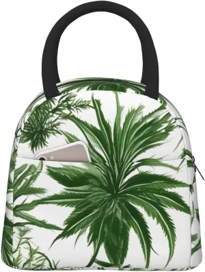 Flowering Herbs and Herbaceous Plants Print Large Capacity Reusable Insulated Cooler Lunch Container Lunch Bag Adults Container