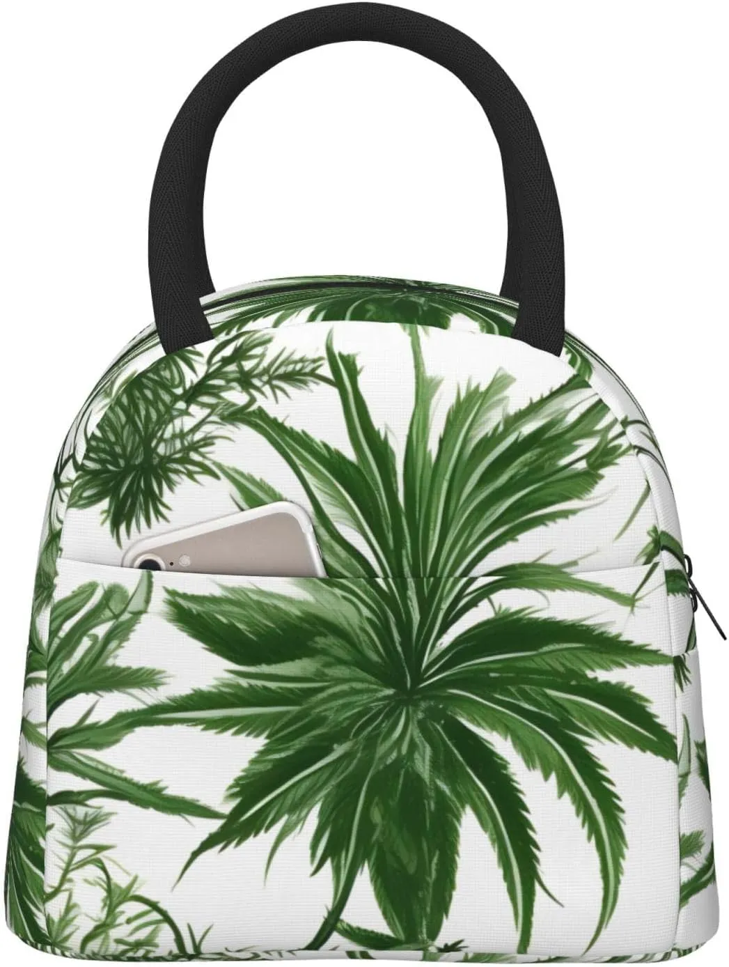 Flowering Herbs and Herbaceous Plants Print Large Capacity Reusable Insulated Cooler Lunch Container Lunch Bag Adults Container