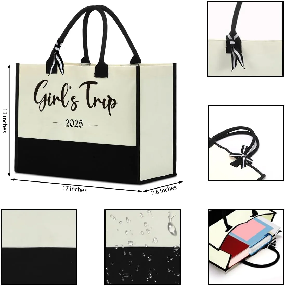 Fokongna Girls Trip Beach Bag Mimi Gigi Granny Nana Mama Abuela Nanny Housewarming Gifts Women Reusable Canvas Tote Bag