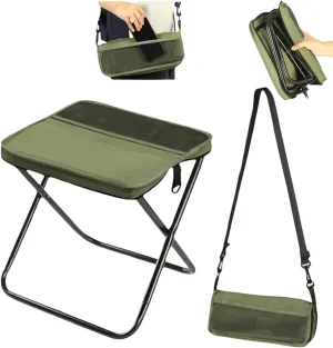 Foldable Backpack Stool, Portable Mini Outdoor Camping Folding Seat with Adjustable Shoulder Strap, Load Capacity Up to 120 Kg, for Camping, Fishing, Hiking, Picnics, Outdoor Barbecue(Green,Small)