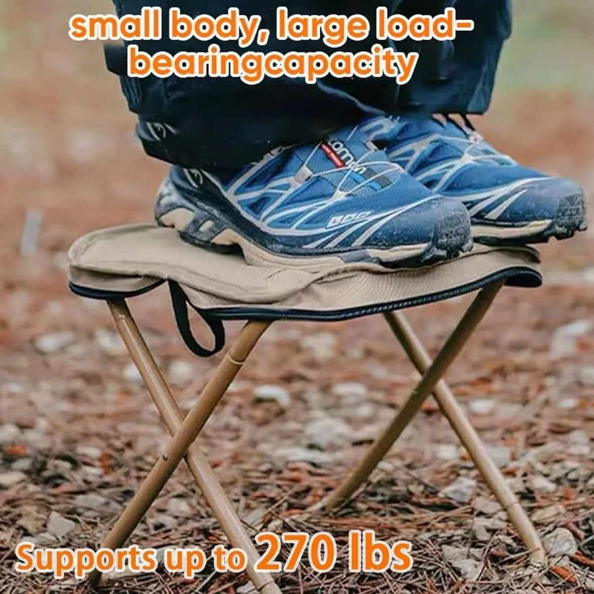 Foldable Backpack Stool, Portable Mini Outdoor Camping Folding Seat with Adjustable Shoulder Strap, Load Capacity Up to 120 Kg, for Camping, Fishing, Hiking, Picnics, Outdoor Barbecue(Green,Small)