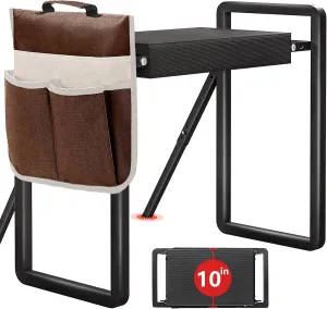 Foldable Garden Kneeler Seat Heavy Duty with Support Bracket [Upgraded Widened Thick 10'' Kneeling Pad] Garden Stool with Large Garden Tool Bags with Pockets -Gardening Gifts for Parents