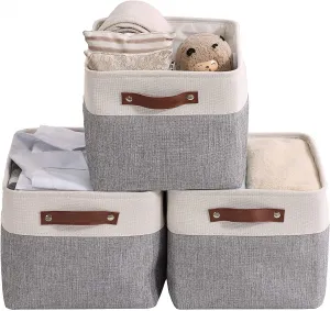 Foldable Storage Bin, Collapsible Sturdy Cationic Fabric Cloth Storage Basket for Toy, Empty Gift Baskets (3 Pack)