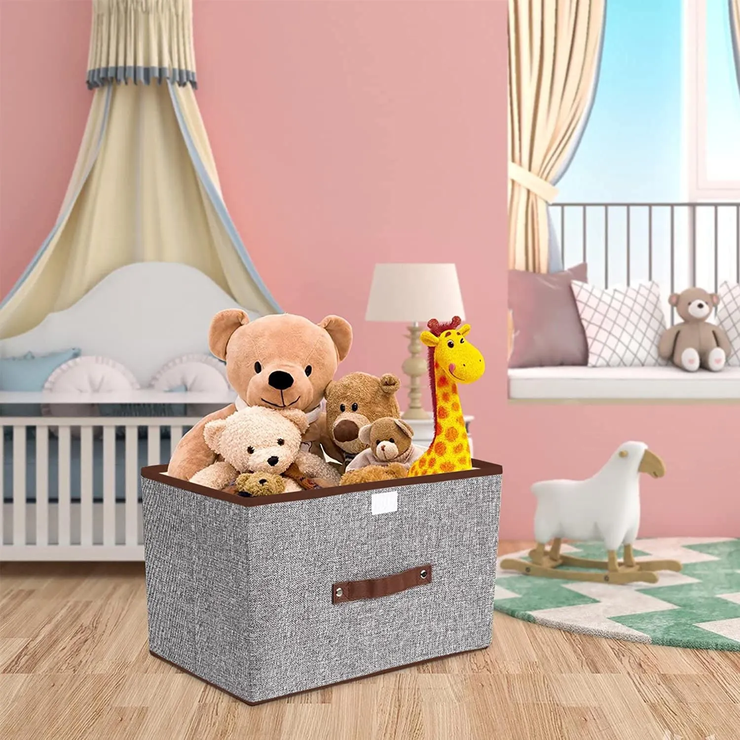 Foldable Storage Bins Boxes with Lids and Handles Baskets Linen Organizers Stackable Box Clothing for Laundry, Toys, Shelves, Clothes (3 Pack)