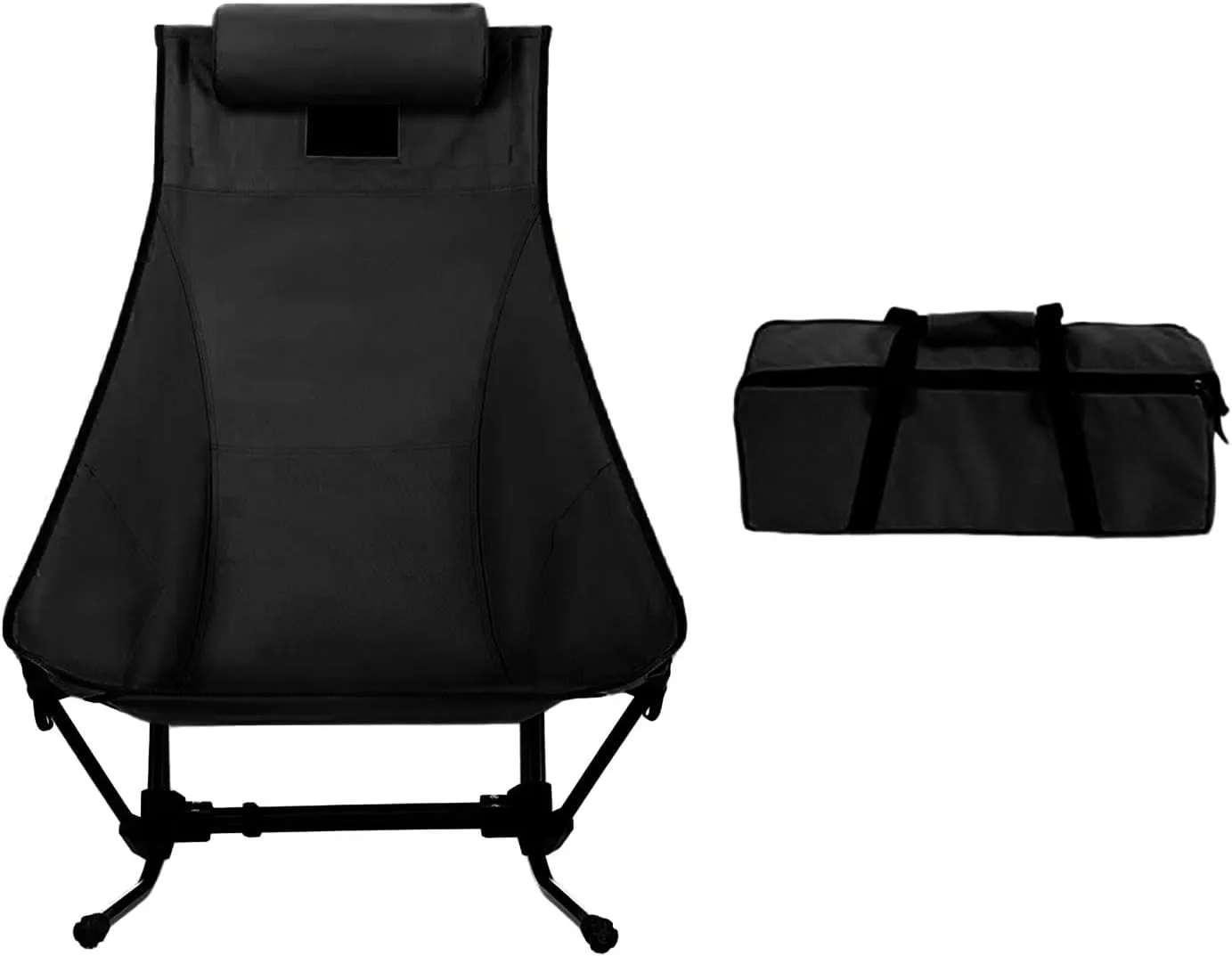 Folding Camping Chair Folding Chair Nonslip Reclining Chair Outdoor Moon Chair Beach Chair for BBQ Deck Patio Backyard Travel, Black