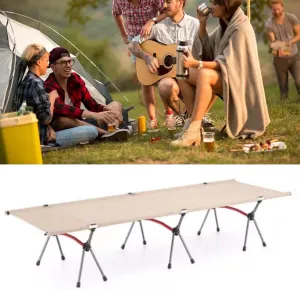 Folding Camping Cot, 74.8"" L x25.5 W x 15"" H Sleeping Cots with Carry Bag, Double Layer Oxford Portable Travel Camp Cots for Home, Outdoor Beach(Beige)