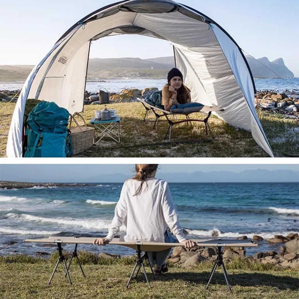 Folding Camping Cot, 74.8"" L x25.5 W x 15"" H Sleeping Cots with Carry Bag, Double Layer Oxford Portable Travel Camp Cots for Home, Outdoor Beach(Beige)