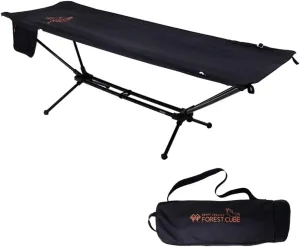 Folding Camping Cot, Hammock Bed - Outdoor Indoor Sleeping Cot, Lightweight, Portable, 120kg Capacity, Easy Setup, Waterproof, Black