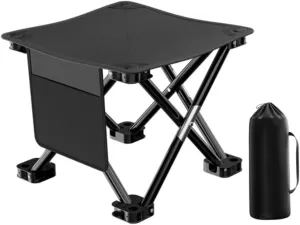 Folding Camping Stool 180kg Load Capacity Portable Fishing Stool with Side Pocket Collapsible Stool with Carry Bag for Fishing Hiking Gardening Backpacking Travelling Beach XL